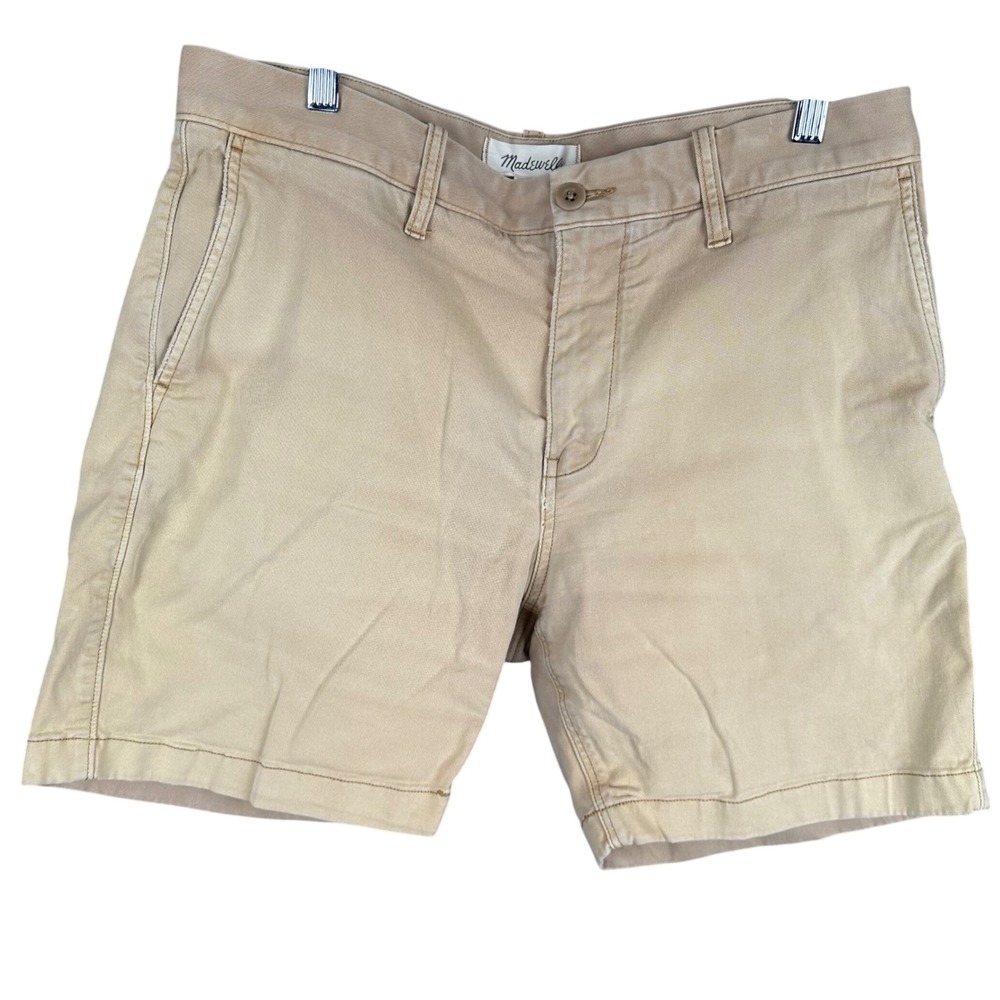 Madewell Mens 7 Inch Chino Shorts Khaki Tan Cotton Twill Size 33